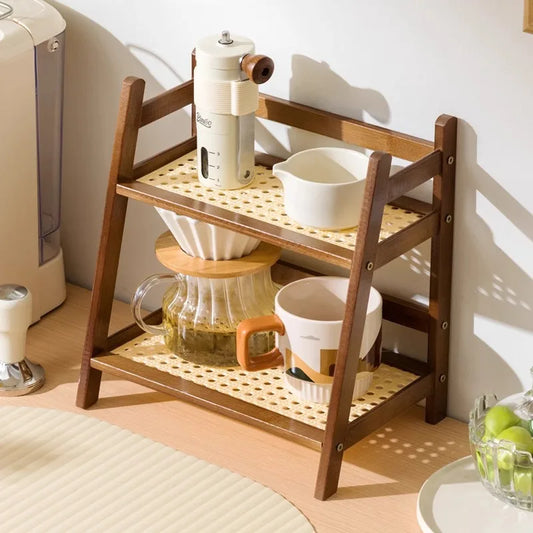Bamboo 2-Tier Coffee Cup Organizer