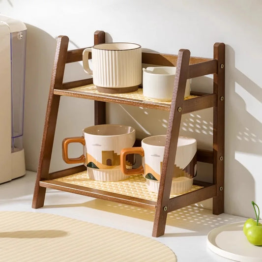 Bamboo 2-Tier Coffee Cup Organizer